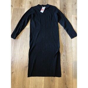 All in Favor | Dresses | All In Favor Black Long Sleeve Midi Sweater Dress  Xs Wool Blend | Poshmark